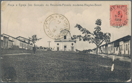 Brasilien: 1920 - Ansichtskarte Aus Penedo Alagoas, Mit 100 R. Rot Bildseitig Frankiert Nach Sistan - Autres & Non Classés