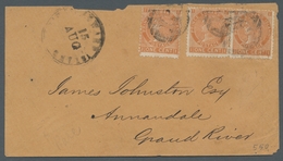 Canada: 1862; 1 Cent Braunorange (St. Gibbons No. 6) -- Drei Farbfrische Exemplare Auf Brief Nach Gr - Cartas & Documentos