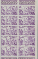 Französisch-Guyana: 1946, From Tchad To Rhine Complete Set Of Six In IMPERFORATE Blocks Of Ten, Mint - Neufs