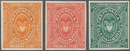 Kolumbien - Besonderheiten: 1887/88, Essays Für Geplante Freimarkenausgabe, 25 C. Orange, 25 C. Zinn - Colombia