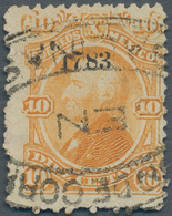 Mexiko: 1881, Hidalgo Thin Papers, 10 C. Orange In Scare Color "mustard Yellow, District "1783" With - Mexique