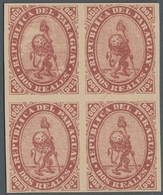 Paraguay: 1870, First "lion" Issue, Colour Proofs Of The Imperforate Dos Reales Reprints, 113 Items - Paraguay