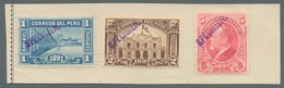 Peru: 1897-1900, FRANQUEO Provisional Stamp, Post Office Building Commemorative Set Of 3 And Ropez D - Peru