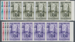 Venezuela: 1951, Coat Of Arms 'ZULIA‘ Airmail Stamps Complete Set Of Nine In Horizontal Strips Of Fi - Venezuela