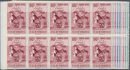 Venezuela: 1952, Coat Of Arms 'ARAGUA‘ Airmail Stamps Complete Set Of Nine In Blocks Of Ten From Lef - Venezuela