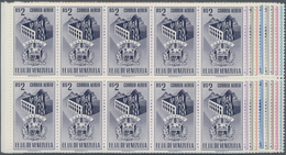 Venezuela: 1953, Coat Of Arms 'GUARICO‘ Airmail Stamps Complete Set Of Nine In Blocks Of Ten From Le - Venezuela