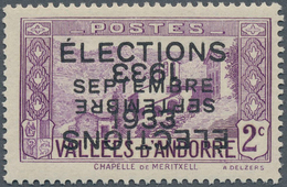 Andorra - Französische Post: 1933, "ELECTIONS" Overprints, Private Issue, 2c. Violet With Double Ove - Autres & Non Classés