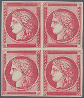 Frankreich: 1849/1850, Ceres, Imperforate Proof Block Of Four In Carmine, Without Inscriptions, Very - Oblitérés