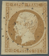 Frankreich: 1852, "Napoleon III." 10 Centime Dreiseitig Voll- Bis Breitrandig Geschnitten (rechts Ob - Used Stamps