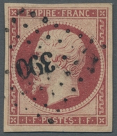 Frankreich: 1853, "Napoleon III." 1 Franc Karmin Vollrandig Geschnitten Entwertet Mit Nummernstempel - Used Stamps