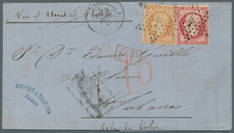 Frankreich: 1866, 40c. Orange And 80c. Carmine "Empire Dt." On Lettersheet From Paris To Havanna, Ob - Oblitérés