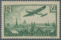 Frankreich: 1936, Airplane Over Paris, 50 Fr Dark Green, Mint And Rare Offered!, Signed (Mi€2.000,-) - Oblitérés