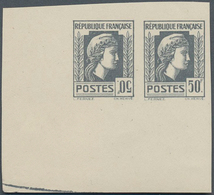Frankreich: 1944, Definitives "Marianne", Not Issued, Imperforate Essay 50fr. Grey As Horizontal Pai - Oblitérés