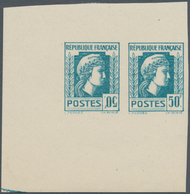 Frankreich: 1944, Definitives "Marianne", Not Issued, 50fr. Turquoise, Imperforate Essay, Horizontal - Gebraucht