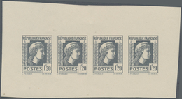 Frankreich: 1944, Definitives "Marianne", Not Issued, 1.20fr., Group Of Five Imperforate Panes Of Fo - Oblitérés