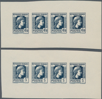 Frankreich: 1944, Definitives "Marianne", Not Issued, Group Of Ten Imperforate Panes Of Four Stamps - Gebraucht