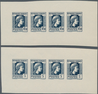 Frankreich: 1944, Definitives "Marianne", Not Issued, Group Of Ten Imperforate Panes Of Four Stamps - Used Stamps