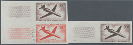 Frankreich: 1957, Airmail Stamp 500 Fr. Caravelle As Color Sample Imperforated In Vertical Pair Or A - Gebraucht