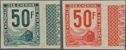 Frankreich - Postpaketmarken: 1944, Societe National Des Chemins De Fer Francais, 50fr. Red And 50fr - Autres & Non Classés