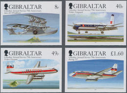 Gibraltar: 2006. Complete Set "75 Years Airmail Service Of Gibraltar" (4 Values) In IMPERFORATE Sing - Gibilterra
