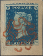 Großbritannien: 1840, 2 Pence Deep Full Blue, Plate 1, Lettered "RE", Good To Very Large Margins All - Autres & Non Classés