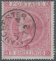 Großbritannien: 1867 5s. Pale Rose, Wmk Maltese Cross, Plate 1, Used And Cancelled By Fine Strike Of - Otros & Sin Clasificación