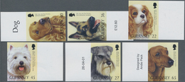 Großbritannien - Guernsey: 2001, 6 Values Dog Breeds, Mint Never Hinged, Complete Imperforated, Extr - Guernesey