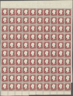 Island: 1912, King Frederik VIII. Definitive 50aur. Brown-lilac Complete Sheet Of 100 With Some Shor - Autres & Non Classés