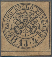 Italien - Altitalienische Staaten: Kirchenstaat: 1852, 4 Baj. Light Grey Brown, Mint With Large Part - Papal States