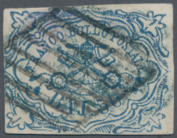 Italien - Altitalienische Staaten: Kirchenstaat: 1852, 50 Baj Blue Cancelled With Rhombus Stamp With - Estados Pontificados