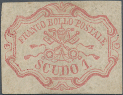 Italien - Altitalienische Staaten: Kirchenstaat: 1852, 1 Sc Rose-carmine Unused Without Gum, The Sta - Papal States