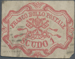 Italien - Altitalienische Staaten: Kirchenstaat: 1852, 1 Sc Vivid Rose-carmine Stamped With Some Sma - Kirchenstaaten