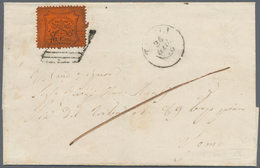 Italien - Altitalienische Staaten: Kirchenstaat: 1868, 10 C Black On Red Tied By Rhombus Cancel On F - Kirchenstaaten