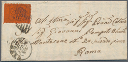 Italien - Altitalienische Staaten: Kirchenstaat: 1859, 10 C Black And Red On Folded Letter Tied By R - Papal States