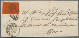 Italien - Altitalienische Staaten: Kirchenstaat: 1859, 10 C Black And Red On Folded Letter Tied By R - Kirchenstaaten