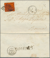 Italien - Altitalienische Staaten: Kirchenstaat: 1868, 10 C Black On Orange-vermilion, Tied By Grid - Estados Pontificados