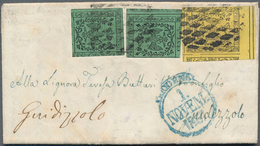 Italien - Altitalienische Staaten: Modena: 1852, 2 X 5 C Black On Green And 15 C Black On Yellow, Ea - Modena