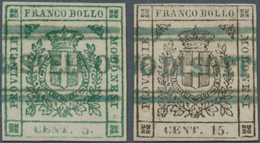 Italien - Altitalienische Staaten: Modena: 1859, 5c. Green And 15c. Brown, Both Fresh Colours And Fu - Modène