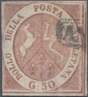 Italien - Altitalienische Staaten: Neapel: 1858, 50 Gr Rose-carmine Cancelled With Frame Postmark, O - Naples