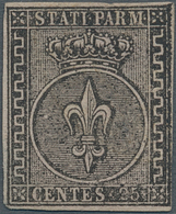 Italien - Altitalienische Staaten: Parma: 1852. 25 Centes Black On Light Violet (discoloured), Unuse - Parma