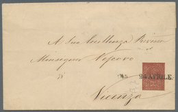 Italien - Altitalienische Staaten: Parma: 1855, 25 Cent. Red-brown, Single Franking On Letter Tied B - Parma