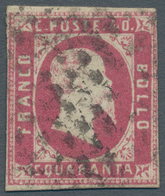 Italien - Altitalienische Staaten: Sardinien: 1851, 40 C Red (rosa Carmino Vivo, Sassone 3 B), Narro - Sardinia