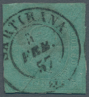 Italien - Altitalienische Staaten: Sardinien: 1853, 5 C. Green, Canceld By RARE Double Circle SARTIR - Sardinien
