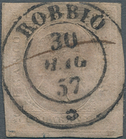 Italien - Altitalienische Staaten: Sardinien: 1853/1857. 40 Cent. Embossed On Light Rose Paper. Canc - Sardinia