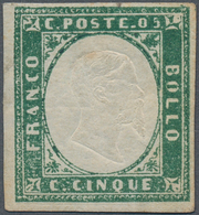 Italien - Altitalienische Staaten: Sardinien: 1855, 5c. Dark Emerald-green, Intense Colour, Close To - Sardaigne