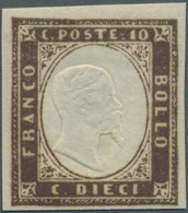 Italien - Altitalienische Staaten: Sardinien: 1859, 10 C Chocolate Brown, Full Margins, Fresh Color, - Sardinia