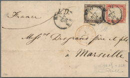 Italien - Altitalienische Staaten: Sardinien: 1859, 10c. Deep Chocolate Brown And 40c. Scalet, Both - Sardaigne