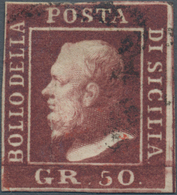 Italien - Altitalienische Staaten: Sizilien: 1859, 50 Gr Lilac-brown Softly Stamped With Sicilian Ho - Sizilien