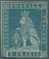 Italien - Altitalienische Staaten: Toscana: 1851, 2cr. Greenish Blue, Fresh Colour, Slightly Cut Int - Toskana