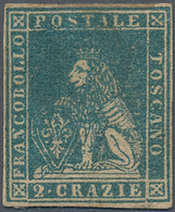 Italien - Altitalienische Staaten: Toscana: 1857, 2cr. Greenish Blue, Fresh Colour, Close To Full Ma - Toskana